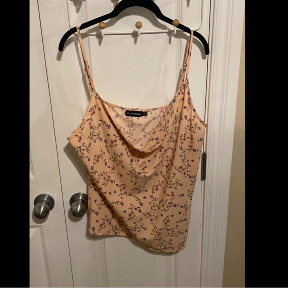 PrettyLittleThing cowl neck floral tank top